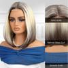 LOUIS FERRE 1*4 Lace Syntheic Wigs Short Bob Ombre Top Dark Black To Mixed Brown Wig Hair for Girls Daily Party Heat Resistant Daily