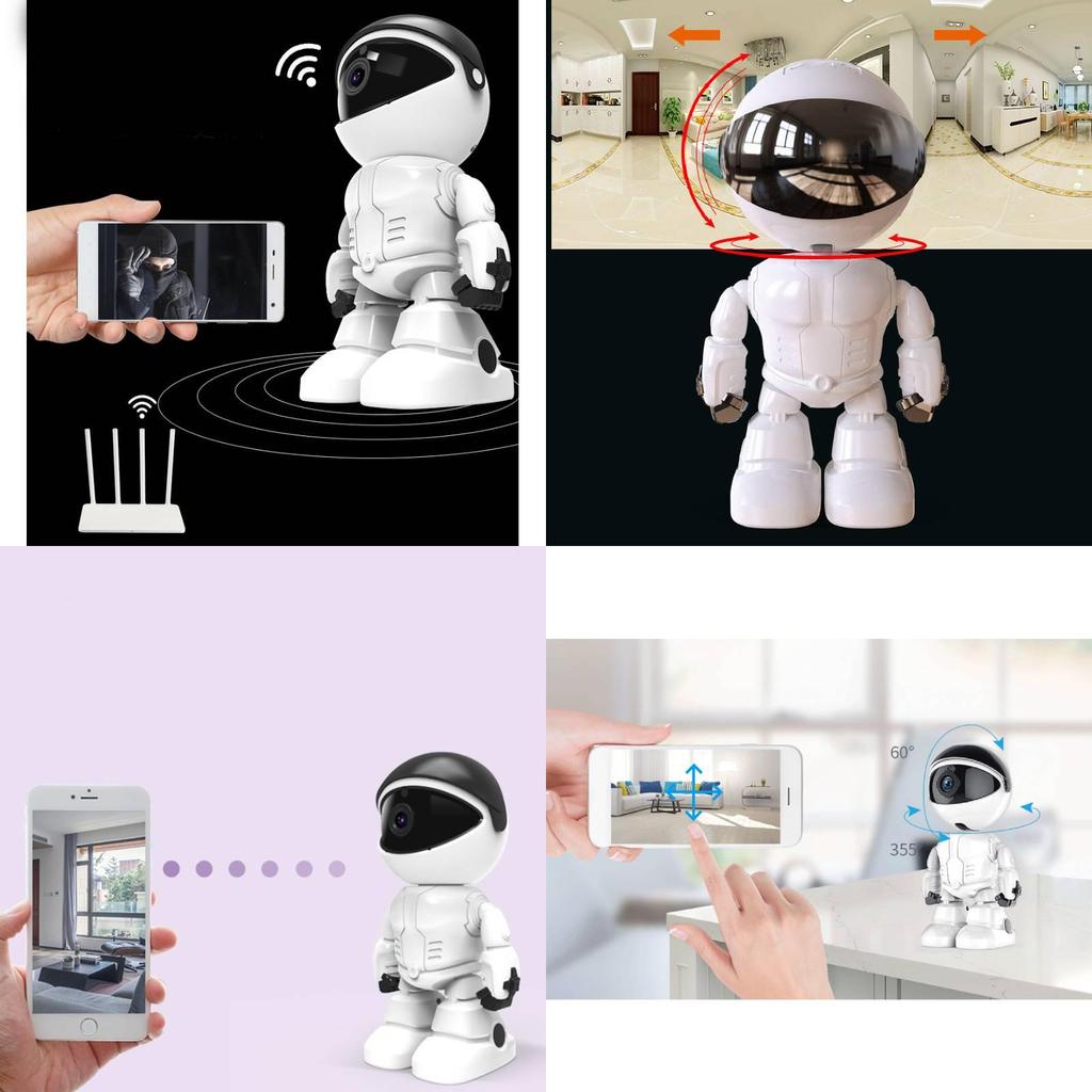 Smart Wireless Network Surveillance Camera 1080p Indoor Security Monitor With 360 Degrees Coverage