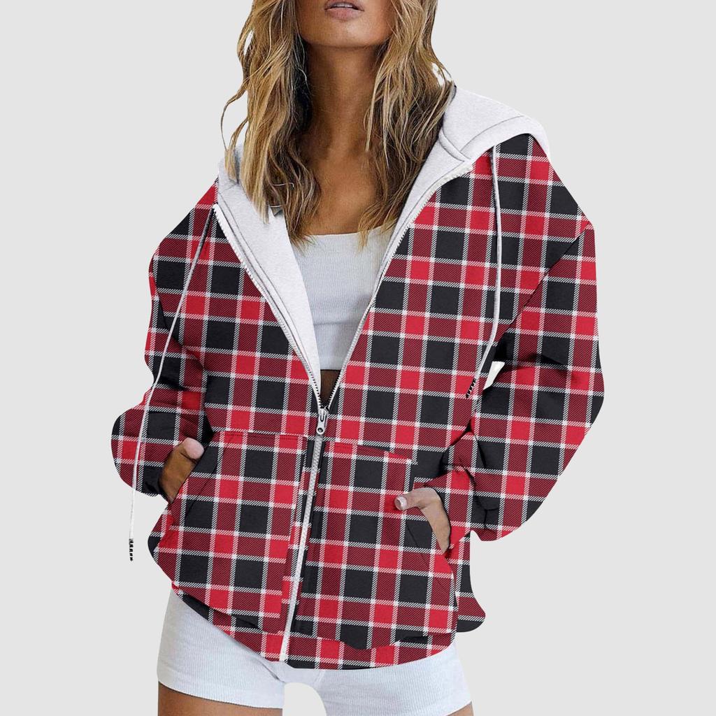 Veste zippée dégradée mode Sweat à capuche pour femme Automne et Hiver Sweat à capuche décontracté Sweat à capuche zippé Manteau chaud pour femme Hauts