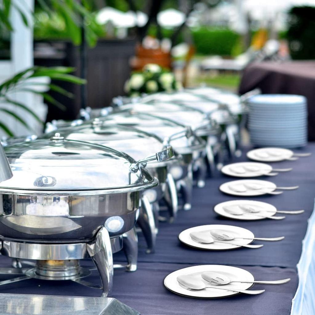 6 Pieces Serving Spoons Set, 8.7 Inch, Includes 3 Serving Spoons and 3 Slotted Spoon, Large Stainless Steel Buffet Banquet Utensils Cutlery Set for