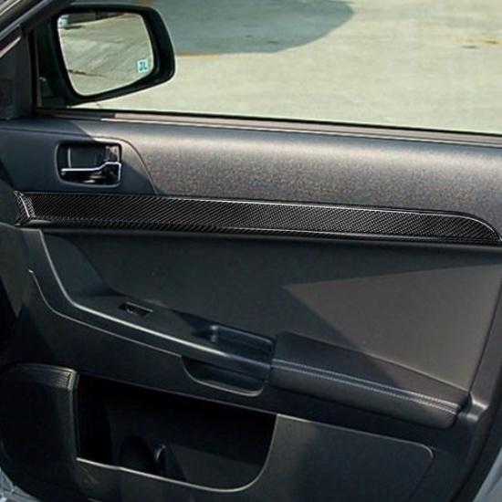 6PcsCarbon Fiber Interior Door Panel Cover Trim For Mitsubishi Lancer 2008-2015