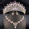 3 Pcs Wedding Crown Bridal Jewelry Sets for Women AB Tiaras and necklace earrings Prom Birthday Bride Tiaras and Crowns Set