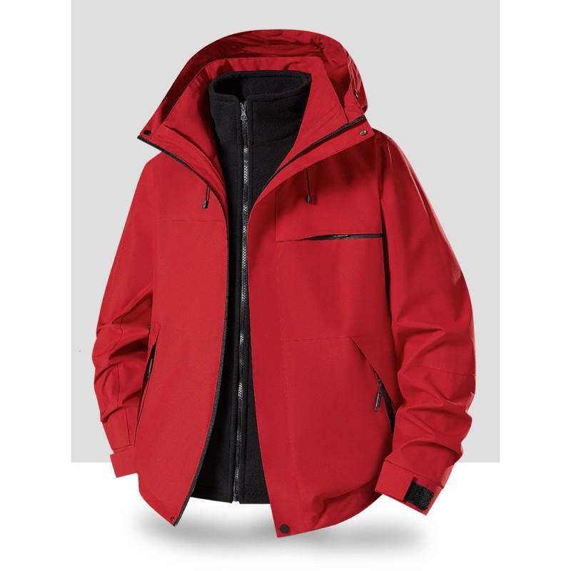 Womens 3-in-1 Waterproof Windproof Hiking Jacket With Removable Fleece Liner Trekking Camping Outdoor Travel