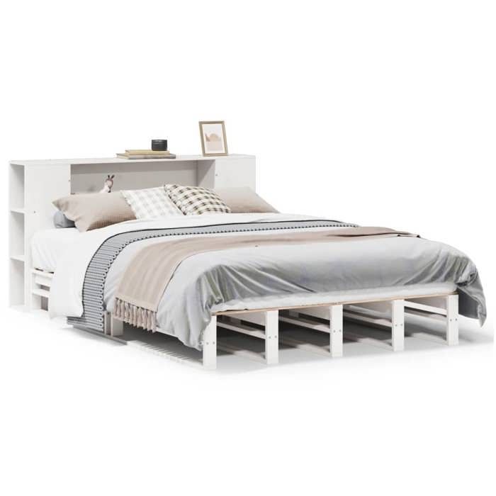 VidaXL Bookcase Bed Without Mattress White 160x200 Cm Solid Wood, Bed, Bedroom Furniture, Bed with Storage, Bed 3323882