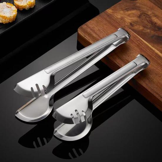 Stainless Steel Serving Tongs U-Shaped Non-Slip Kitchen Tongs Hollow Chuck