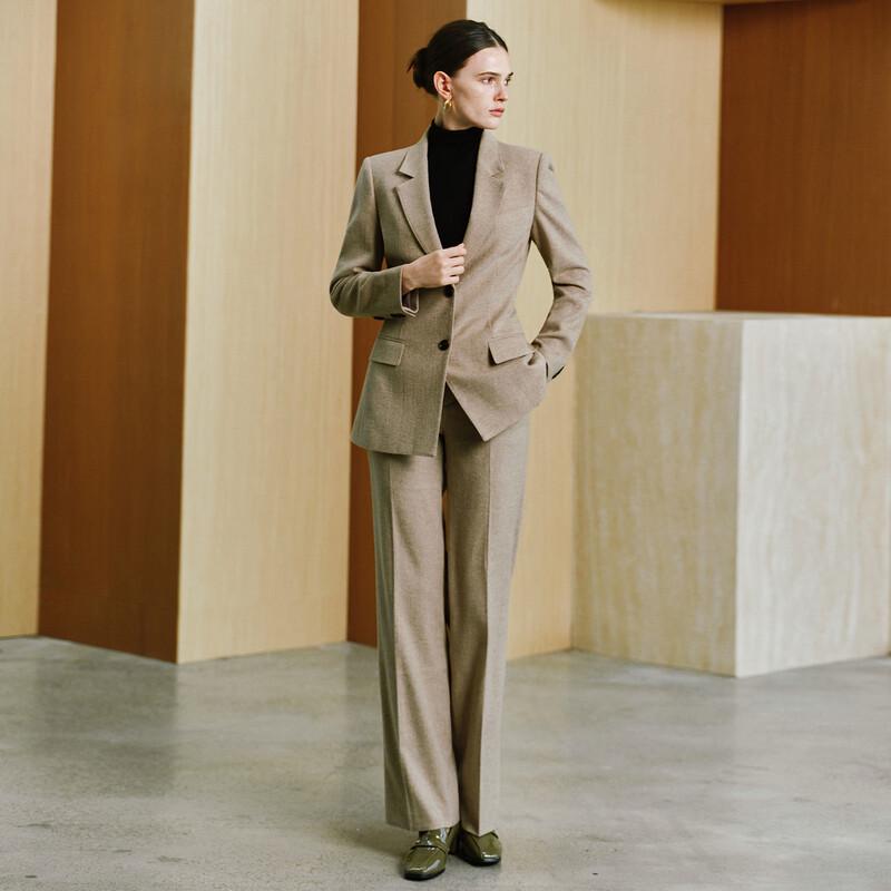 LadyS Elite Wool Silk Blazer & Trousers Set