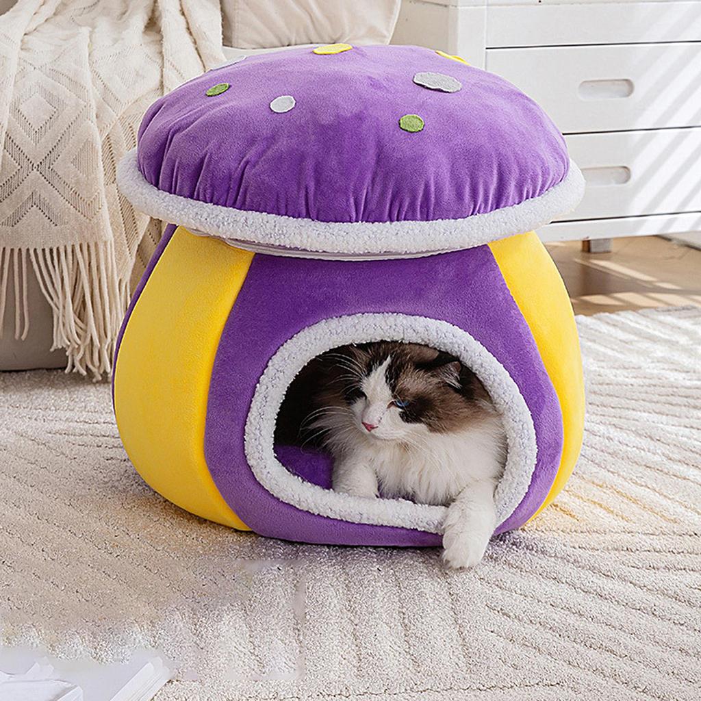 Covered Cat Bed Semi-Enclosed Warm Sleeping Kennel Indoor Cat House For Puppy Animal Indoor Living Room Bedroom Balcony