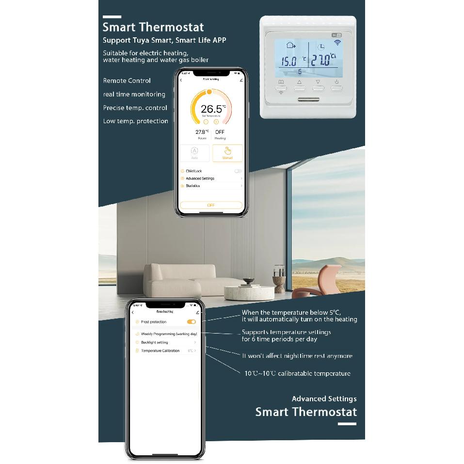 WiFi Heat Floor Programmable Thermostat 220V 16A Electric Home Underfloor Warm Heating Temperature Controller APP Remote Control