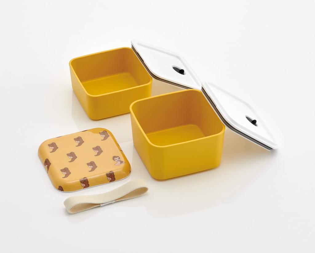 Skater Simple Lunch Disney Square Belle Made in Japan Box, 600ml, Two-Tier, Design, (SLBWS6M-A)
