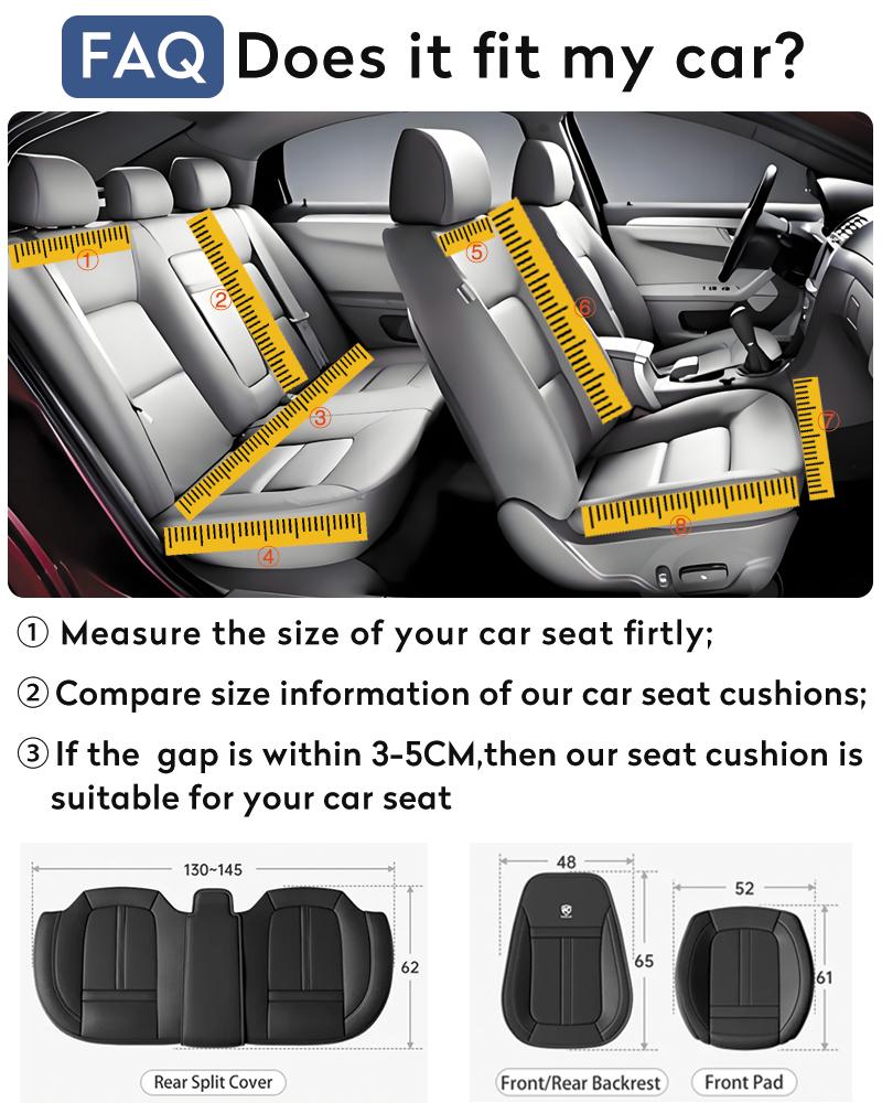 PU Leather Car Seat Covers Full Set Breathable Hole Front Seat Cushion Adjustable Back Seat Protector Waterproof Car Accessory