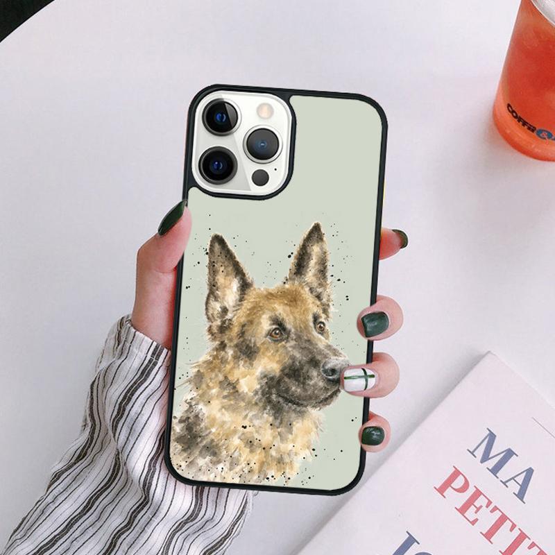 Cartoon German Shepherd Dog Phone Case For iPhone 17 Air 16 15 14 13 12 11 Pro Max Plus Max Cover Shell Coque