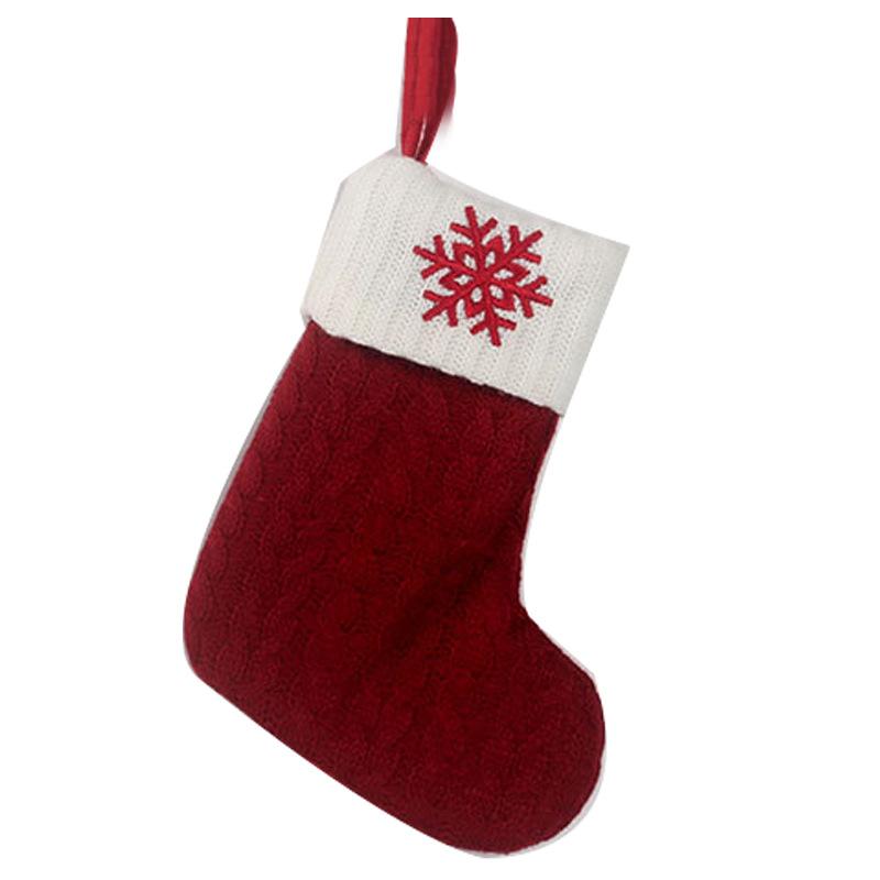 Christmas Socks Knitting Snowflake Letter Stocking Christmas Decorations Home Xmas Tree Ornament Gift New Year's Eve Decorations