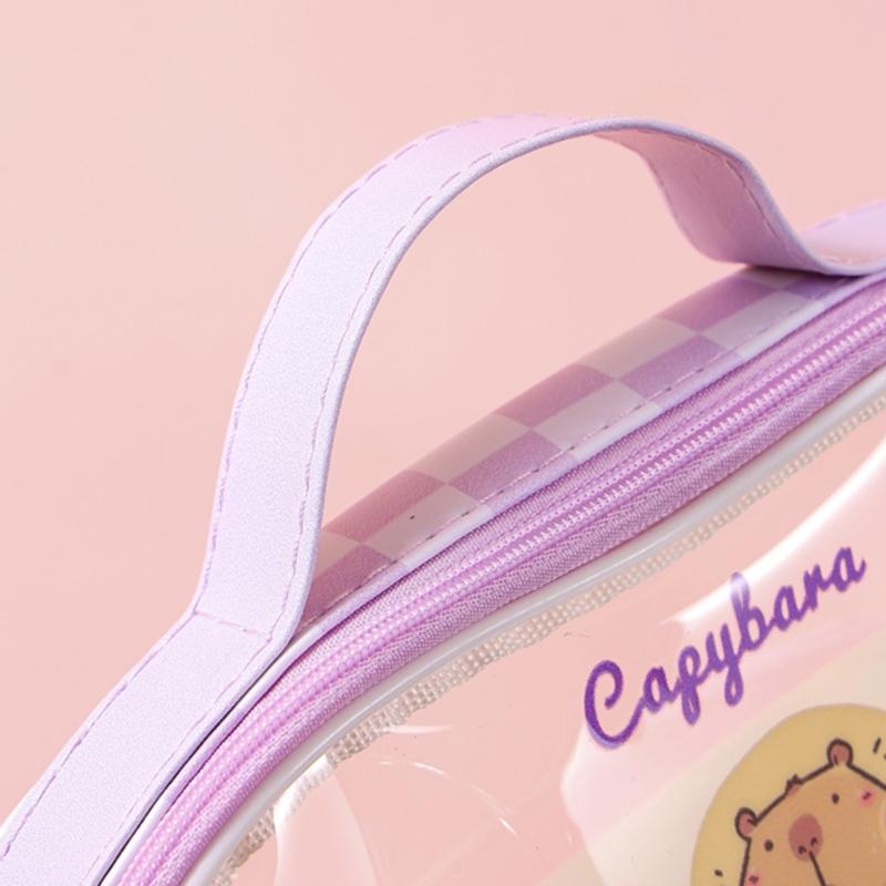 Cartoon Capibala Pencil Bag Large Capacity Pencil Case Aesthetic Pen Case Makeup Bag Clear Pen Bag Pencil Organisers