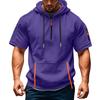 Men's Summer Shirt Zipper Pocket Short Sleeve Hooded Sweatshirt Men's Sports Large Size Casual Sweatshirt