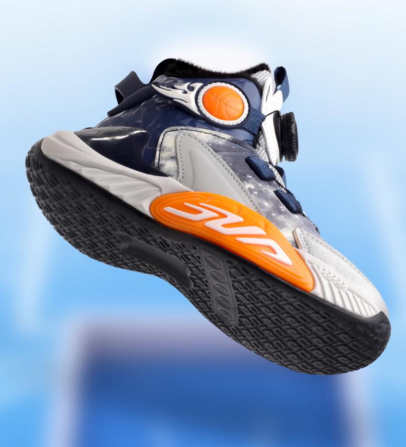Boys' Winter 2025 Velvet-Lined Cotton Sneakers - Trendy Leather Surface for School Sports