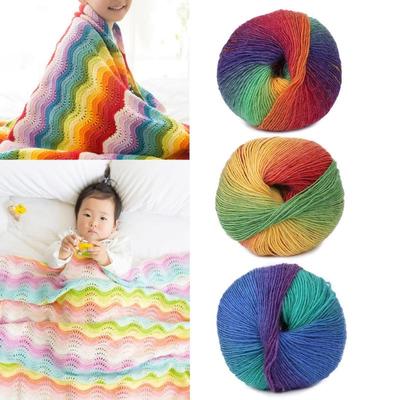 50 g 1 Knäuel handgewebtes Regenbogen-buntes Häkel-Kaschmir-Wollmischungsgarn zum Stricken