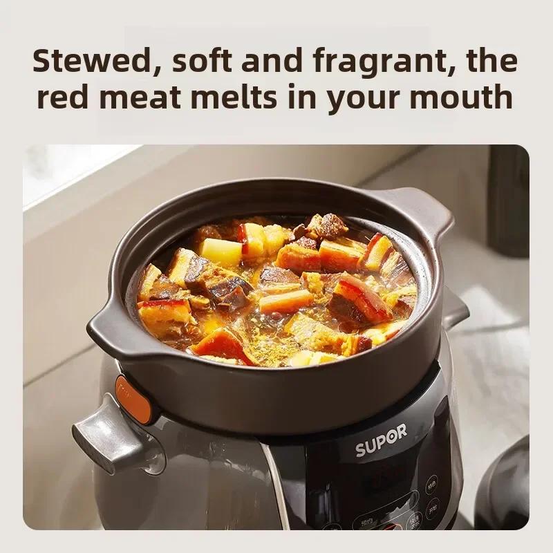 For Stewpot with 4L Capacity High Temperature Resistance and Ceramic Inner Pot for Soup Multifunctional Cooker