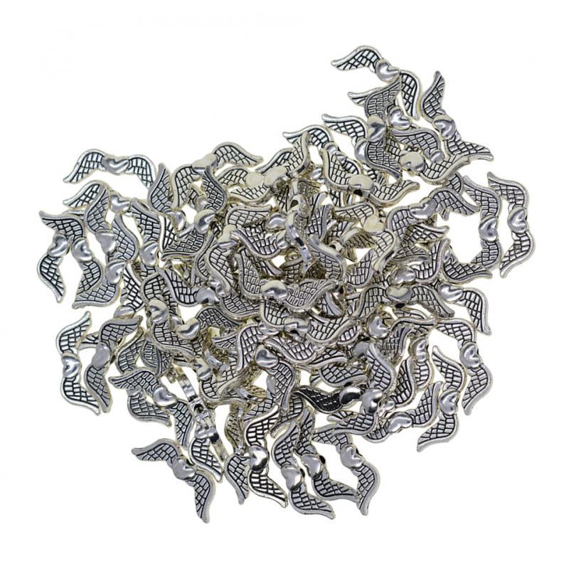 100 Stück 20 mm tibetische silberne Engelsflügel-Abstandsperlen zum Selbermachen von Schmuck