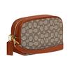 Coach Camera 23 Zip Closure External Pocket Classic Monogram Fabric With Leather Camera Bag Women Shoulder Bag Brown CC401-B4TA7