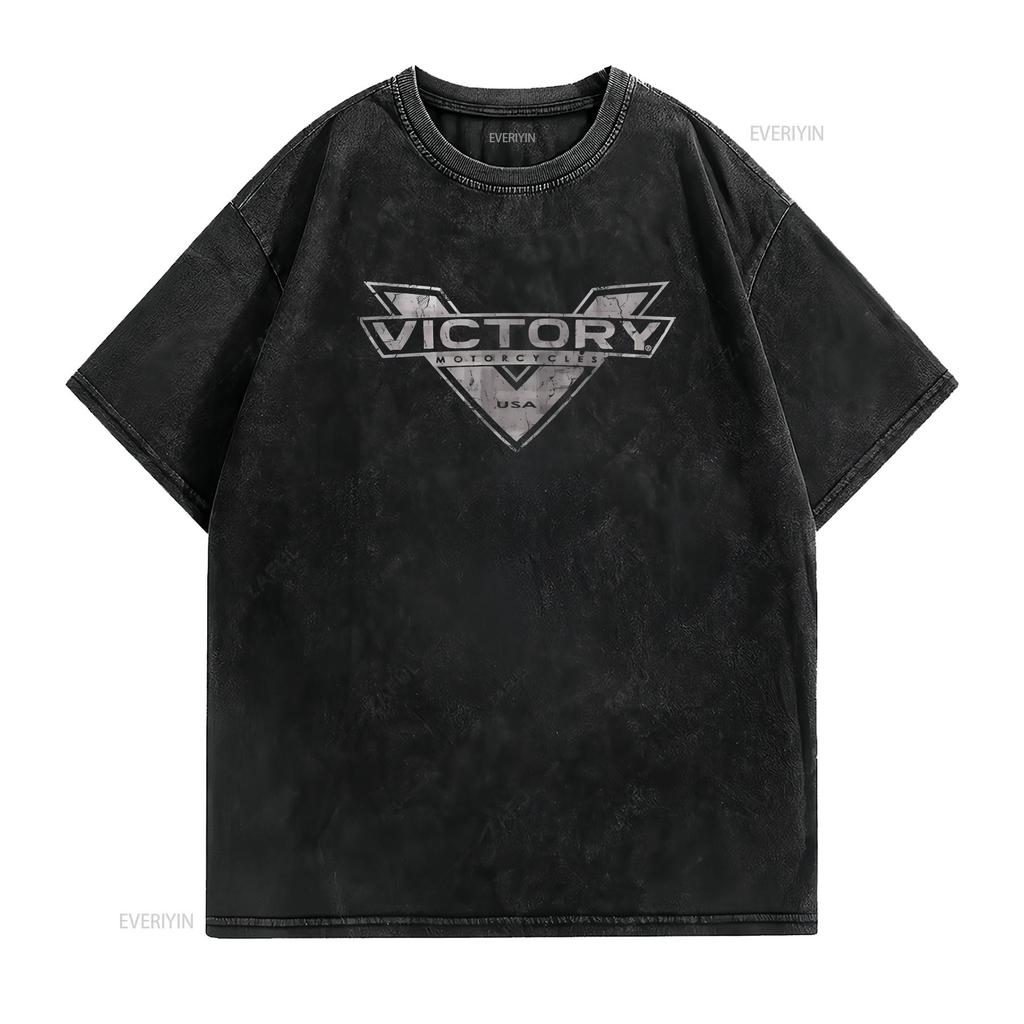 Victory Motorcycle Softstyle T Shirt Vintage Washed Homme Streetwear Designer Clothes Graphic Stretched Slightly Fashion