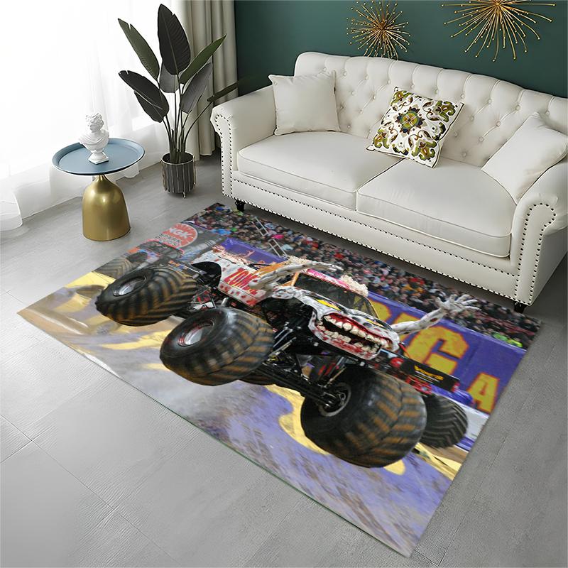 Cartoon Monster Truck Monster Jam Non-Slip Area Rug for Living Room,Bedroom,Playroom,Carpet Floor Mat Home Decor Rug Kids Room