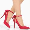 Women's High Heels Bow Tie Back Sexy Stiletto Pumps Pointed Toe Bowknot 11cm Sexy Ankle Strap High Heeled Female Wedding Shoes