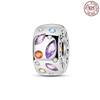 Copper Sparkling Zircon Colorful Positioning Buckle Charm Compatible With Authentic Pandora Charm Bead Charms Bracelets Women Do It Yourself Jewellery