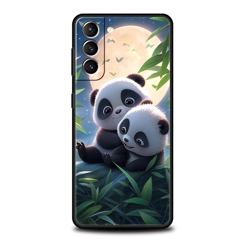 Cartoon Niedlicher Panda Handyhülle für Samsung Galaxy S24 S23 S22 S20 S21 FE Ultra S10 S10E S9 S8 Plus 5G Silikonhülle Fundas Tasche