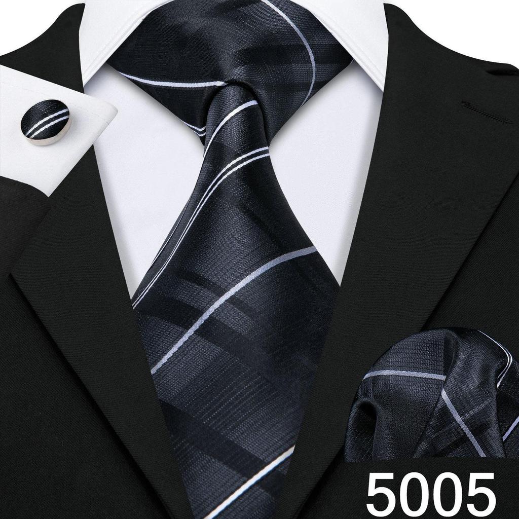 Coole Krawatten für Herren, 8 Stile, gestreift, kariert, Krawatte, Einstecktuch, Manschettenknöpfe, Set für Hochzeit, Geschäftsparty