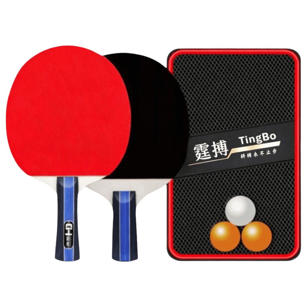 6PCS Poplar Wood Table Tennis Paddle Set Black Red Ping Pong Paddles Indoor Outdoor