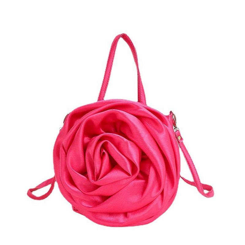 Shoulder Bag Clutch Bag 3D Rose Shape Crossbody Bag Handbag Fashion Tote Bag Banquet Prom Wedding Evening Bag Hot Pink