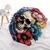 1pc Day of the Dead Skull & Flowers Artwork Automatic Opening and Closing Folding - A Good Choice for Gifts, Fashionable and Convenient Umbrella