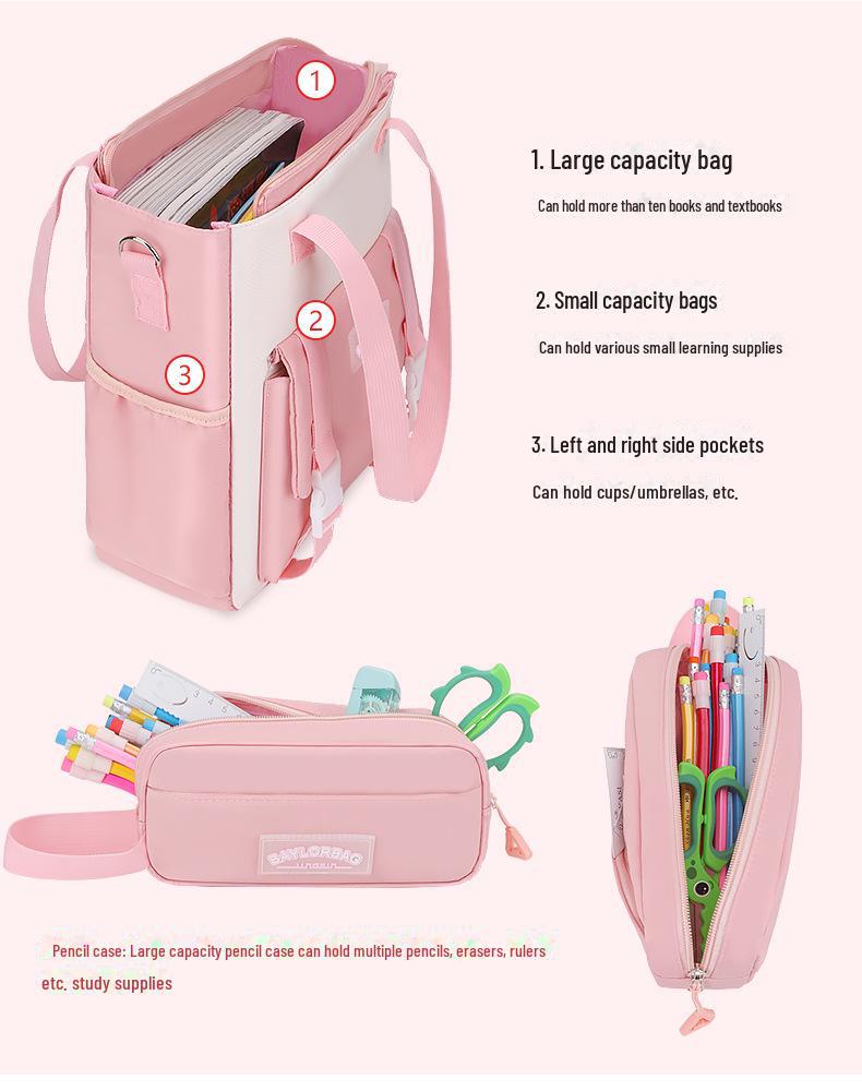 Leichter, wasserdichter Rucksack für Mädchen: Wirbelsäulenschutz, große Kapazität, für Grund- und Mittelschüler, Klassen 3–6.