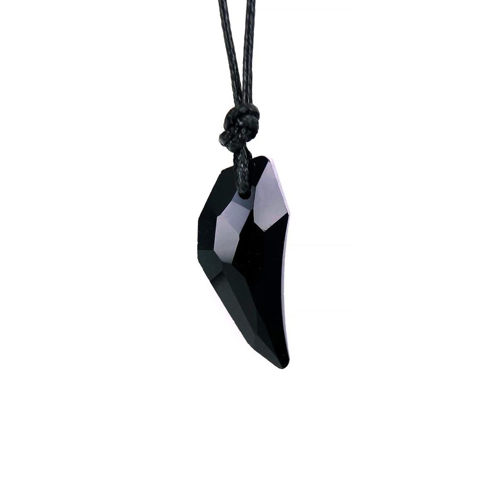 Wolf Tooth Crystal Pendant Necklace for Couples - Adjustable Korean Fashion Jewelry for Women & Men