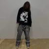 Y2k dark style letter printed street top fashionable casual top
