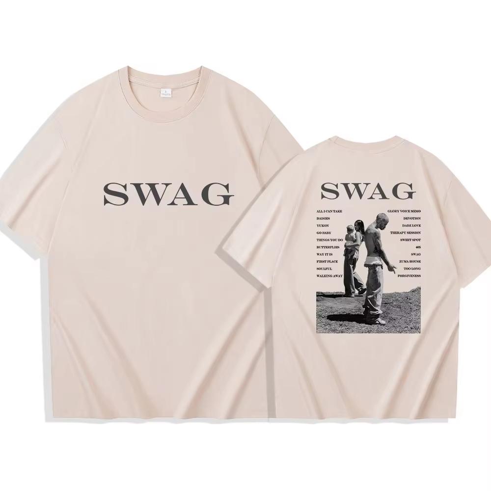 Bieber SWAG 2026 Justin Album Koszulka 2 Strony Okrągły Dekolt Krótki Rękaw Koszulki Prezent dla Fanów
