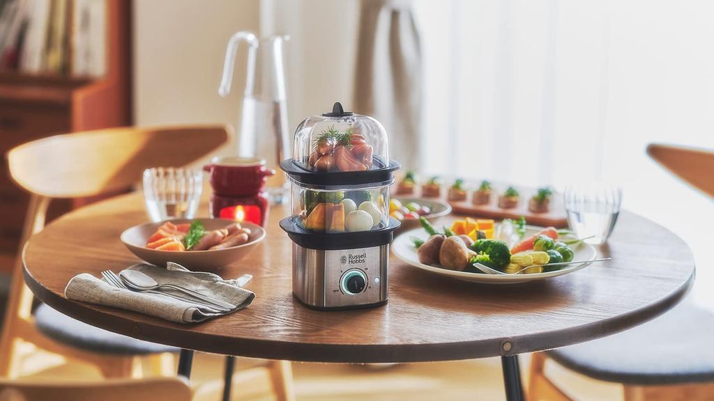 Oishi & Associates Russell Hobbs Electric Steamer, Egg Boiler with Timer, Easy to Use (Just Leave It), Silver, 3000JP