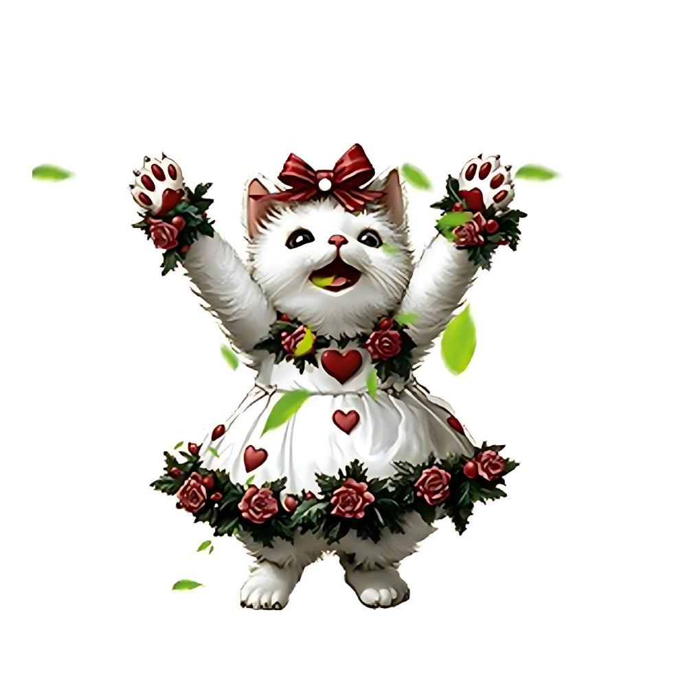 

2D-подвеска в виде кошки ко Дню святого Валентина, плоский акриловый брелок, декоративные подвесные украшения в виде кошки, мультяшная роза, кошка, подвеска для автомобиля