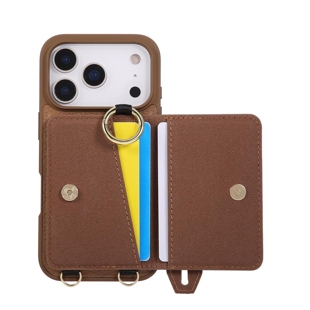 Lychee Pattern Wrist Strap Card Holder Case for iPhone 17 Pro/Pro Max