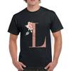 Fashion Men's Black T-shirt Rose Gold Letter Name Print Pattern Casual Street Casual Sports Round Neck Top Men's Clothing