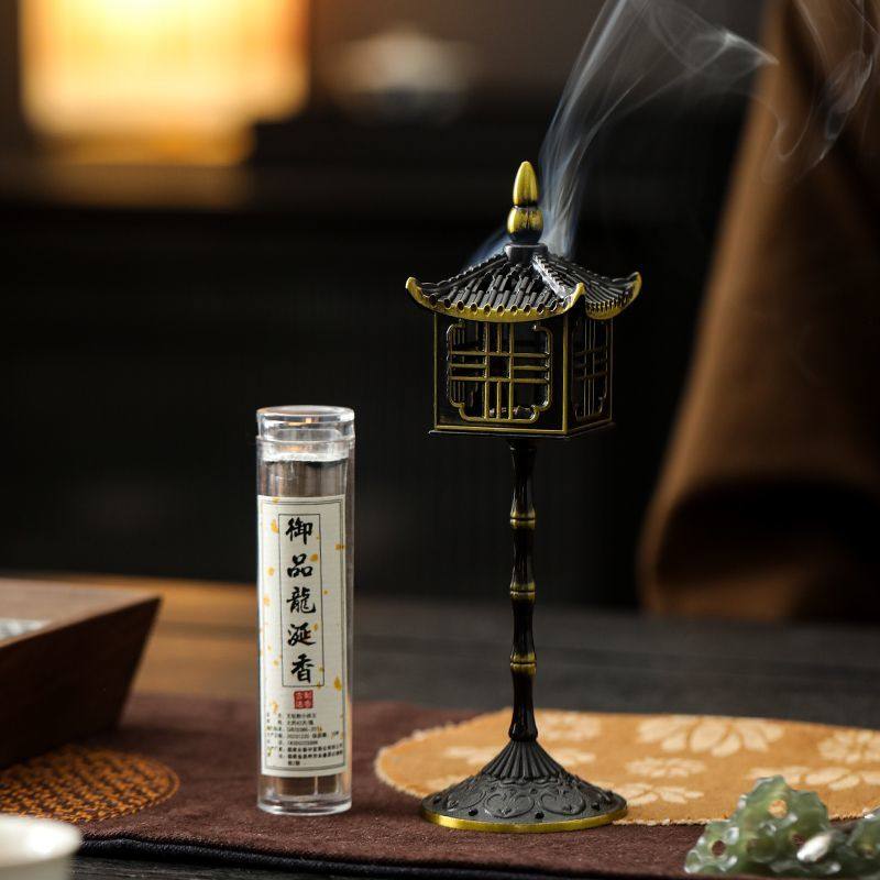 Chinese Palace Lantern Incense Burner Alloy High Foot Creative Tent Sandalwood Incense Burner Home Aromatherapy Burner