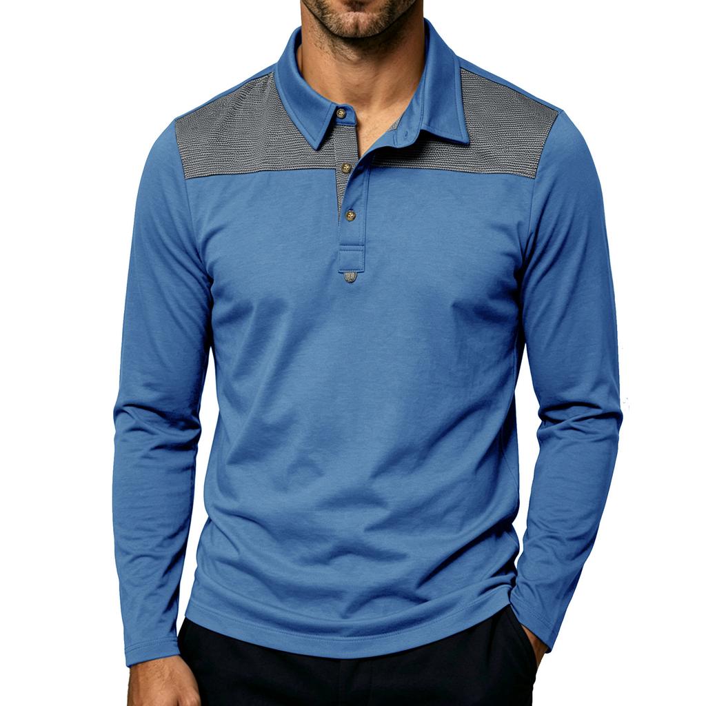 Men's Casual Vintage Lightweight Long Sleeve Polo Shirt Plus Size Long Sleeve Turn Down Collar Shirt for Everyday Wear