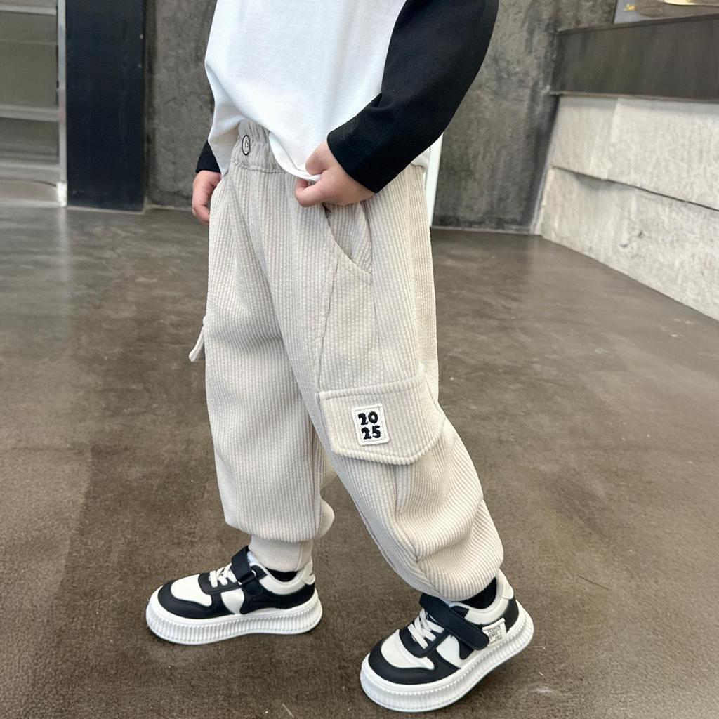 Boys' Cargo Trousers - Spring & Autumn 2025, Casual Korean Style for Small & Medium Children