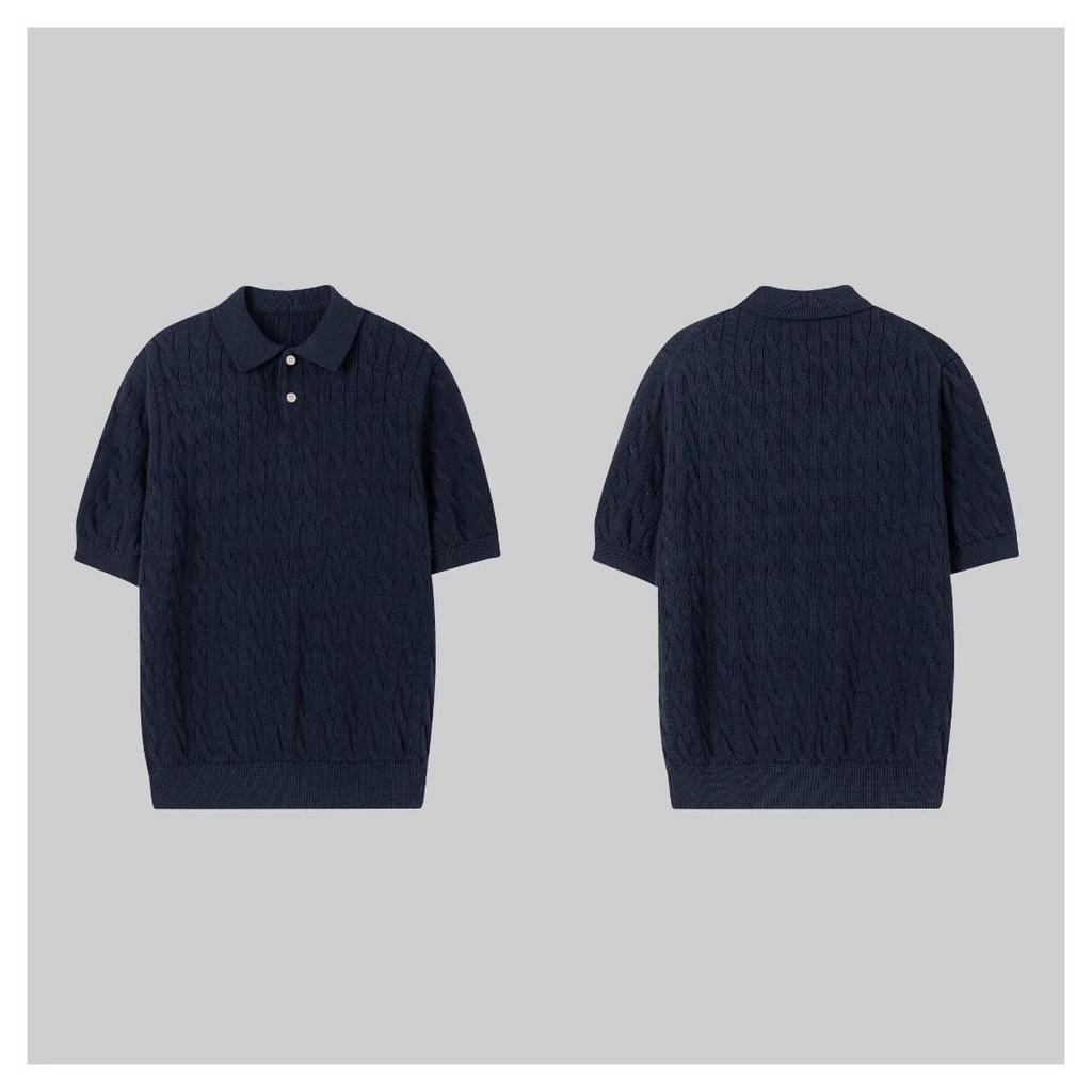 Men's Trendy 2025 High-End Knitted Polo Shirt - Short Sleeve, Breathable, Summer Collared Casual Wear