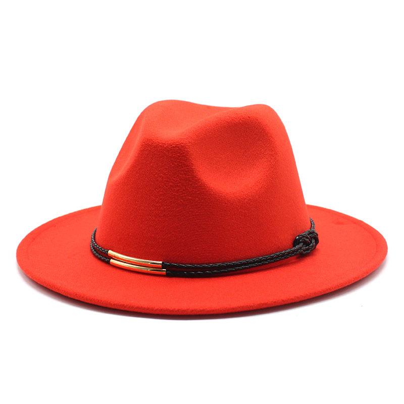 Hat Men'S And Women'S Jazz Hat Quarterly British Retro Belt White Top Hat Woolen Gentleman'S Hat