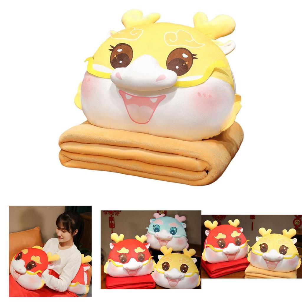 Adorable Dragon Year Cartoon Plush Pillow Blanket Three Uses In One!