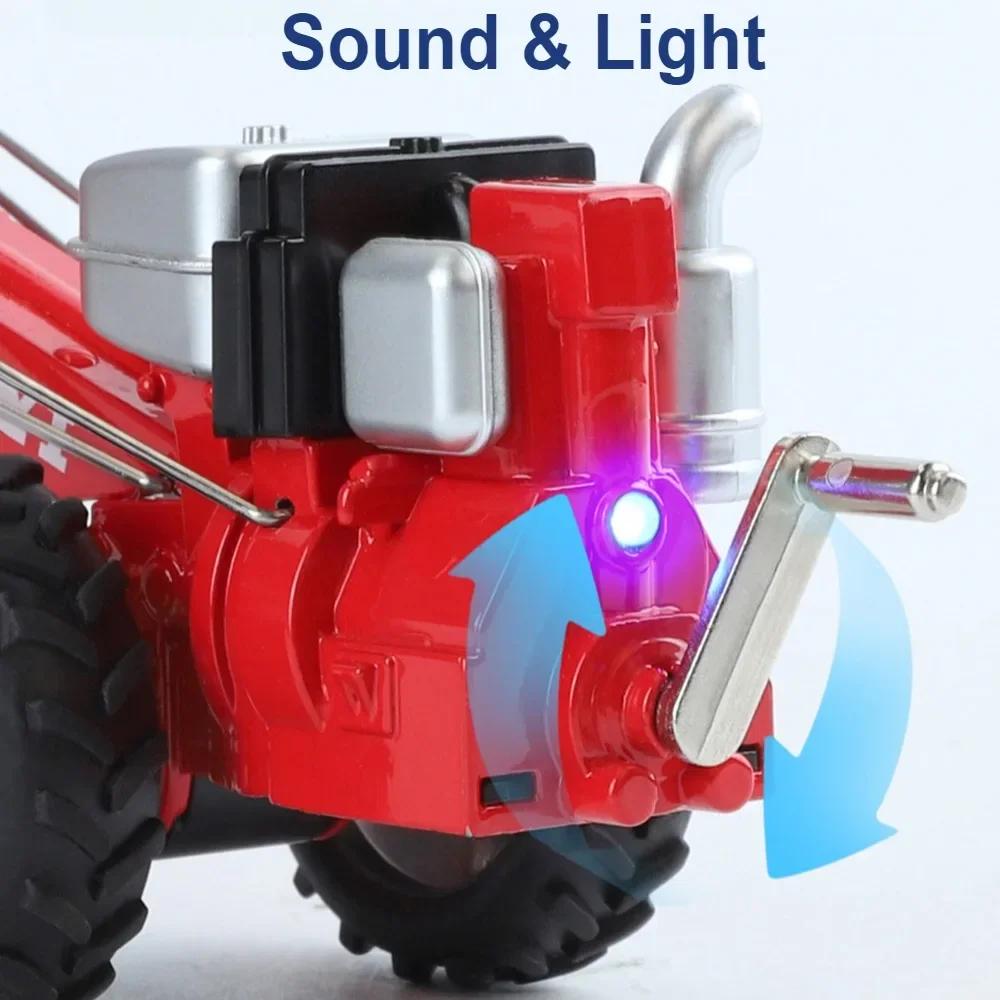 1:16 Scale Retro Walking Tractor Model Toy Car Hand Crank Sound Light Slide Forward Agricultural Vehicle Models Children's Toys