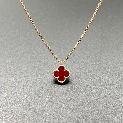 Geluks Klavertje Vier Ketting - Chalcedoon Agaat Mode High-end Luxe Hanger