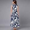 Robe Sans Manches Col Rond Grande Taille pour Femme Vert Frais Feuille Florale Coupe Ample Mi-Mollet
