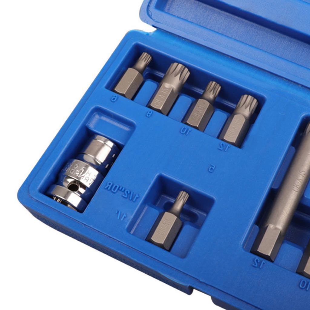Set di 11 Punte per Chiave Inglese in Acciaio al Cromo Vanadio Manico Ergonomico Kit di Attrezzi Professionale per Meccanici Custodia Compatta